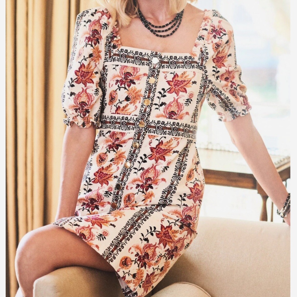 SPARTINA 449 WOMENS CATRINA DENIM LINDEN BUTTON FRONT MINI DRESS SZ XL BOHO